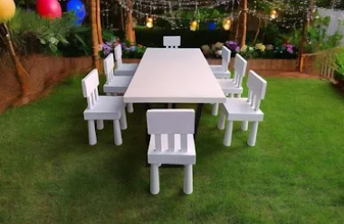 White Chairs & Table For Kids